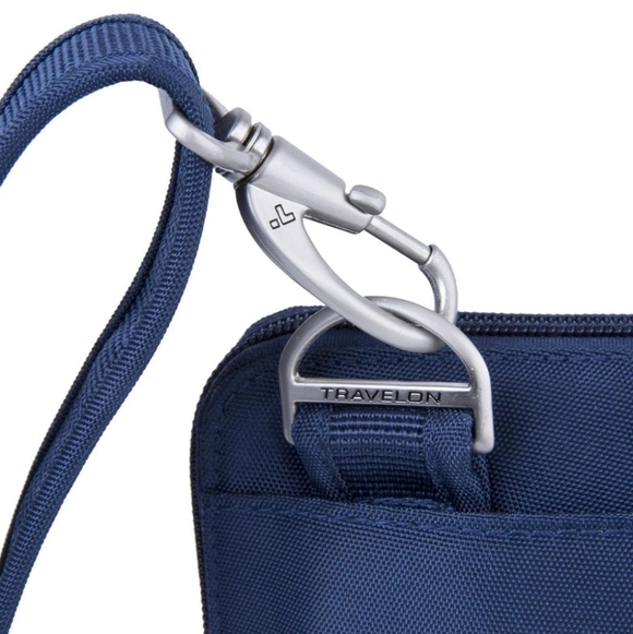 Travelon Anti-Theft Classic Slim Double Zip Crossbody Navy - Picture 5 of 9
